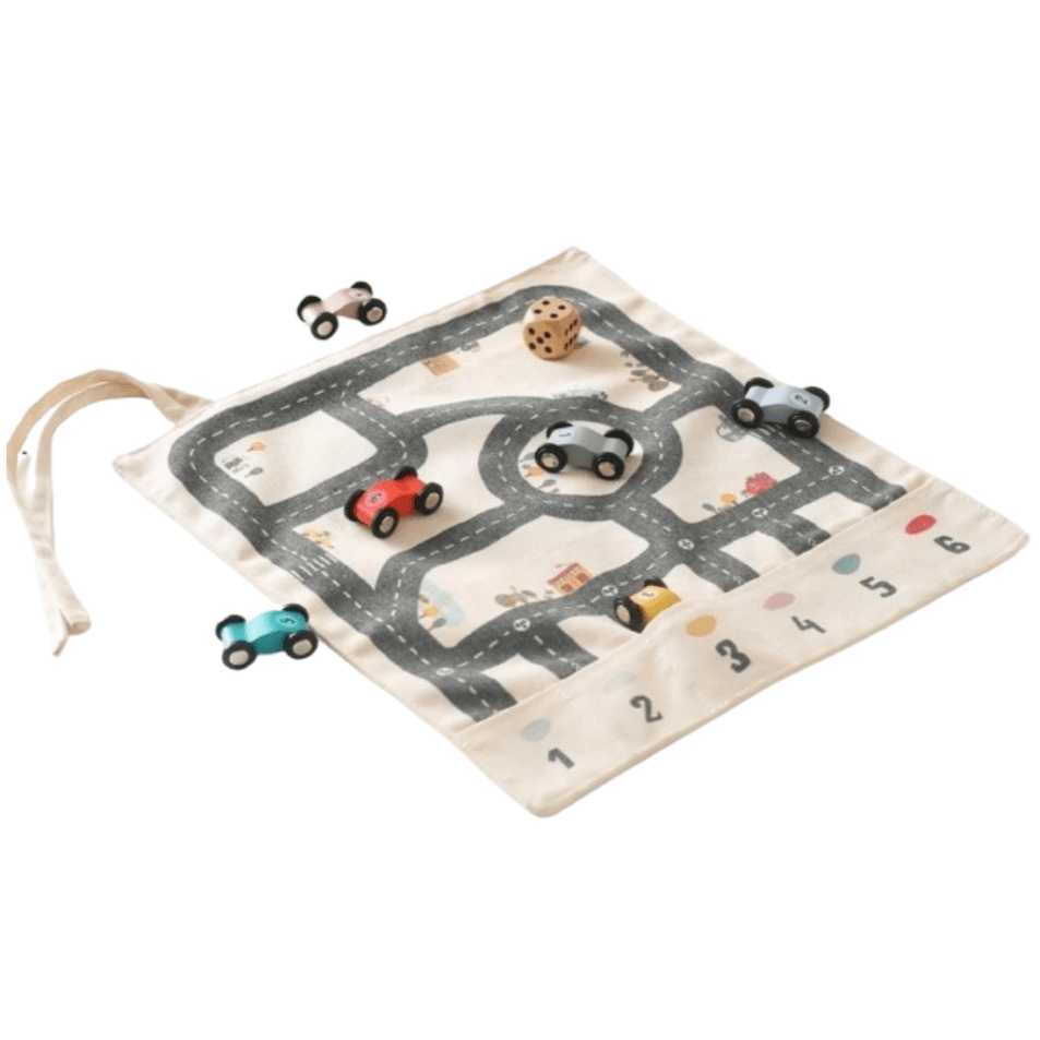 Tapis de jeu de route Montessori avec voitures en bois | Montezzori Montezzori