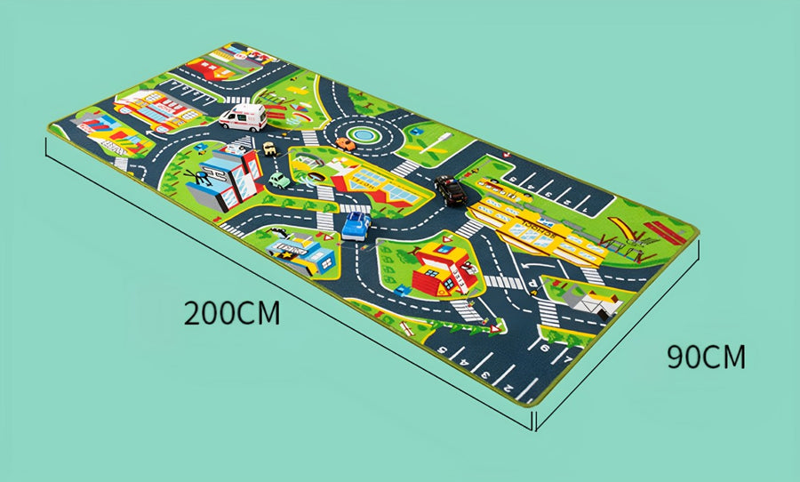 Tapis de Jeu Circuit Ville avec Routes et Bâtiments