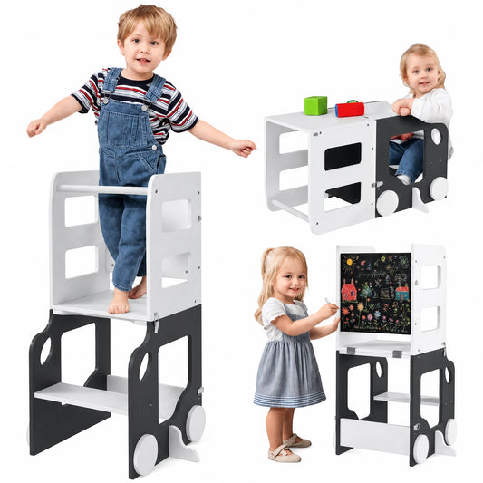 Tour d'observation Montessori transformable en table et chaise - Fond blanc