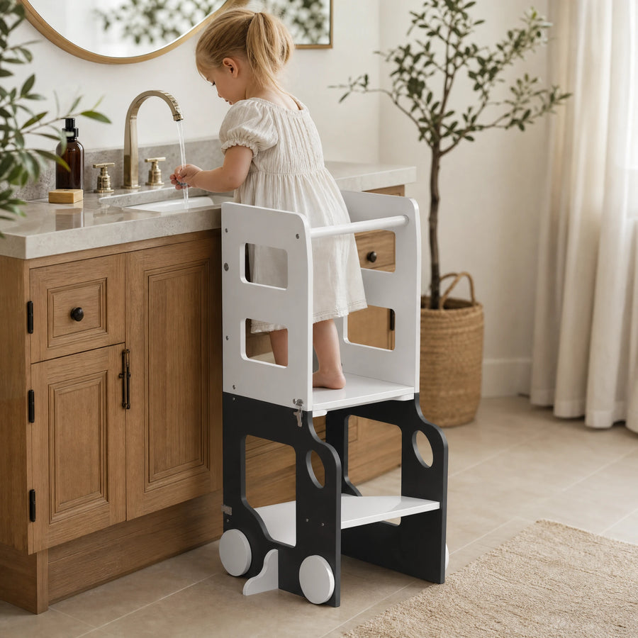 Tour d'observation Montessori transformable en table et chaise - Utilisation du produit