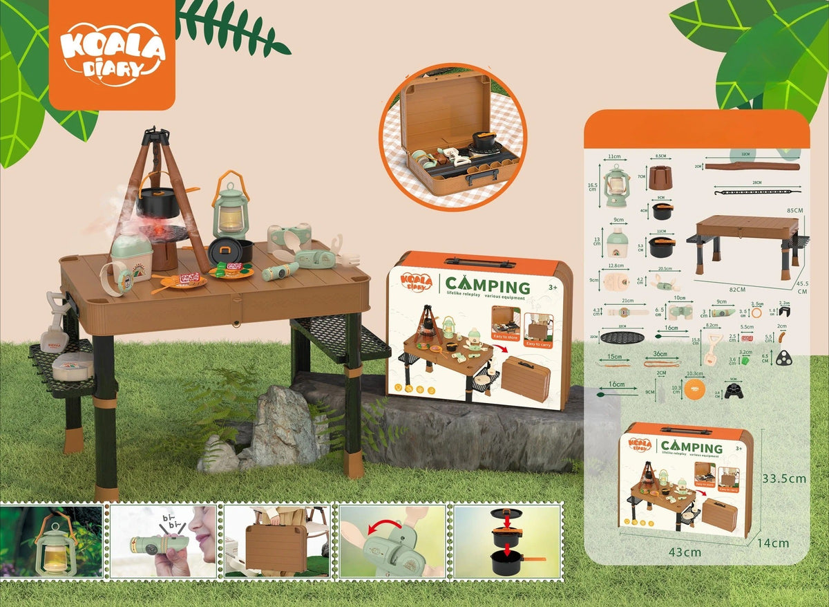 Ensemble nu-pieds de camping pour enfants, jeu pour faire semblant, outils, poêl Ensemble nu-pieds de camping pour enfants, jeu pour faire semblant, outils, poêl
