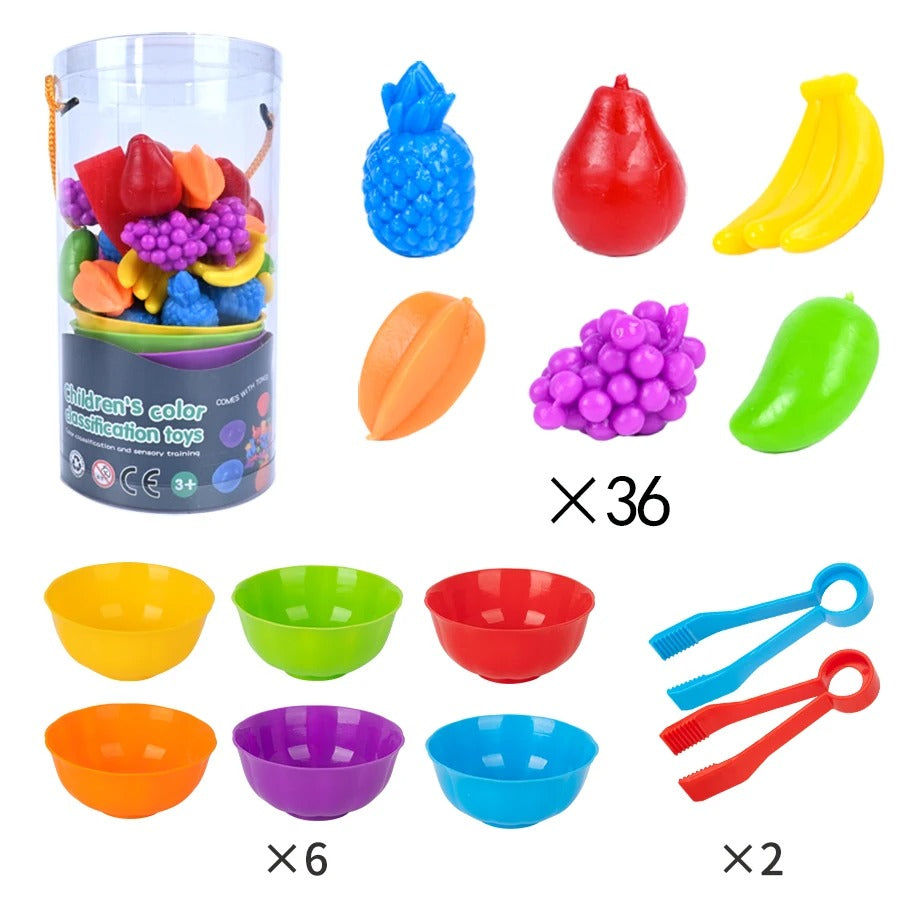 RainbowPlay™ - Jouet Montessori en Pompoms Arc-en-Ciel | Apprentissage Ludique et Sensoriel