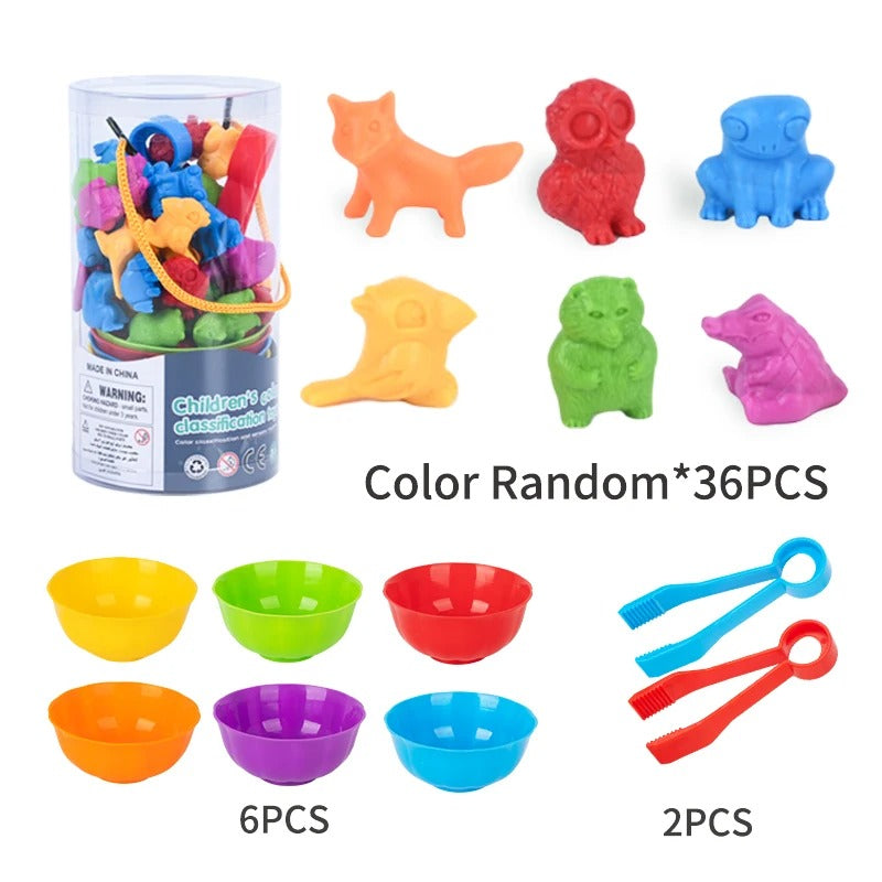 RainbowPlay™ - Jouet Montessori en Pompoms Arc-en-Ciel | Apprentissage Ludique et Sensoriel