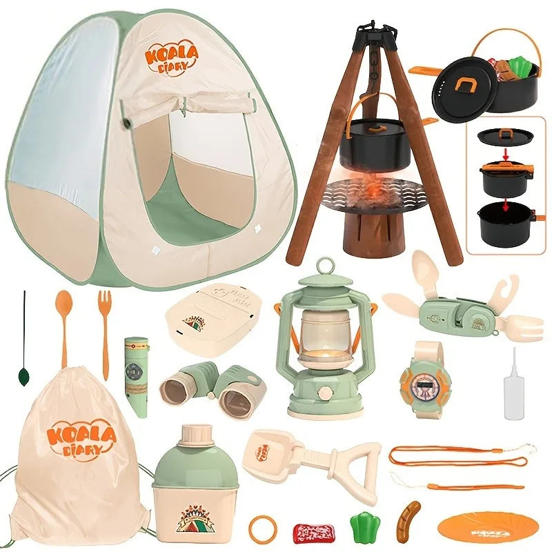 Kit de Camping Enfant World Explorer avec Tente Pop-up & Accessoires Nature - Idéal pour l'Outdoor et l'Éveil Montessori
